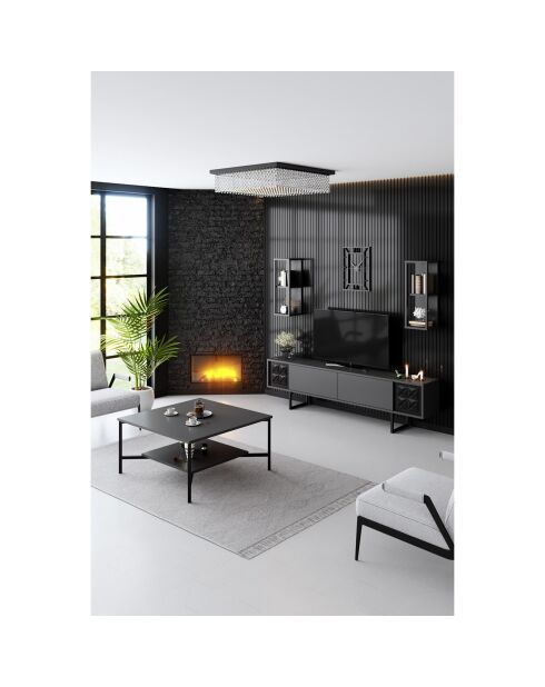 Meuble TV Line anthracite/noir - 180x30x48 cm