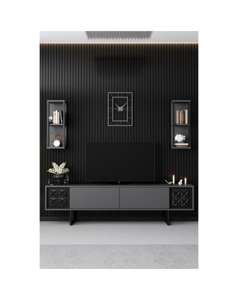 Meuble TV Line anthracite/noir - 180x30x48 cm