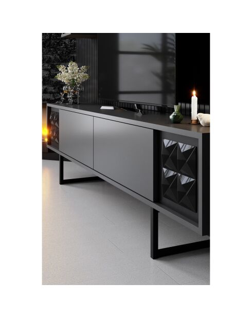Meuble TV Line anthracite/noir - 180x30x48 cm