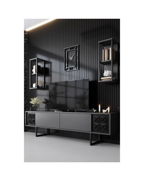 Meuble TV Line anthracite/noir - 180x30x48 cm