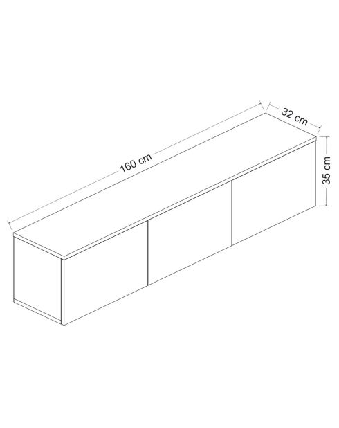 Meuble TV Neon blanc/chêne - 160x35x32 cm