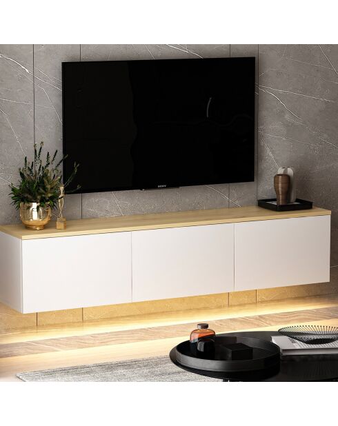 Meuble TV Neon blanc/chêne - 160x35x32 cm