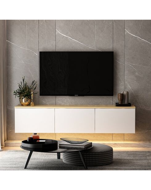 Meuble TV Neon blanc/chêne - 160x35x32 cm