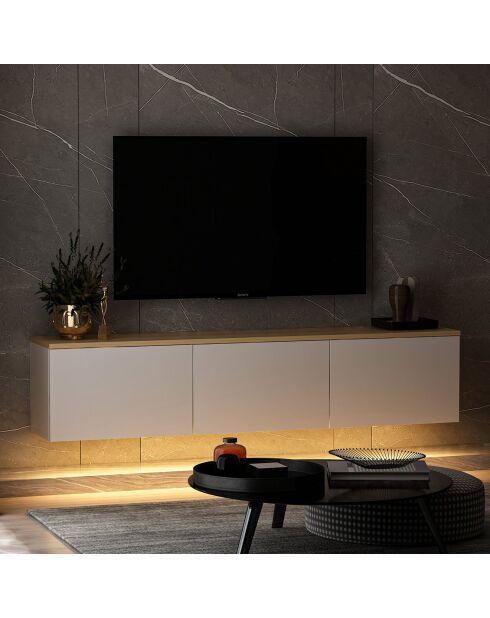 Meuble TV Neon blanc/chêne - 160x35x32 cm