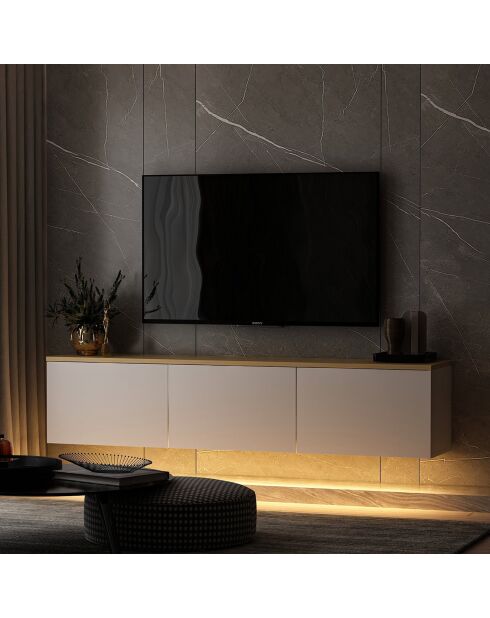 Meuble TV Neon blanc/chêne - 160x35x32 cm