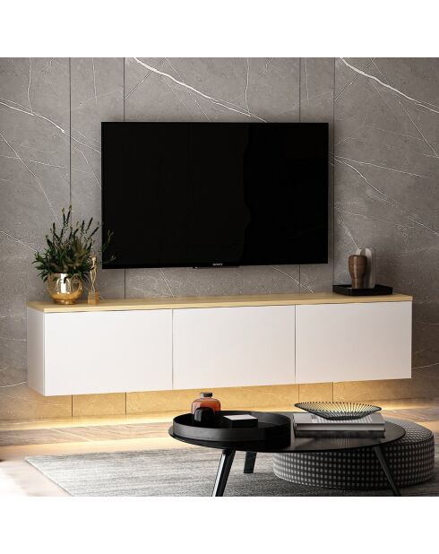 Meuble TV Neon blanc/chêne - 160x35x32 cm