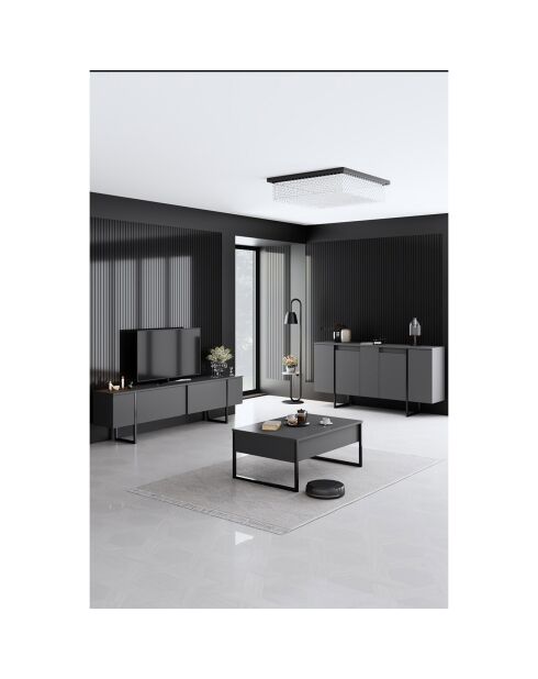 Meuble TV Luxe anthracite/noir - 160x35x80 cm