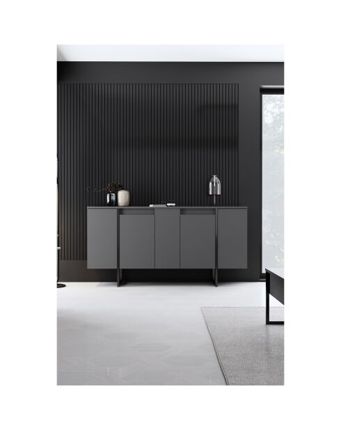 Meuble TV Luxe anthracite/noir - 160x35x80 cm