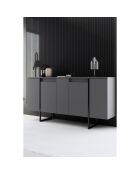 Meuble TV Luxe anthracite/noir - 160x35x80 cm