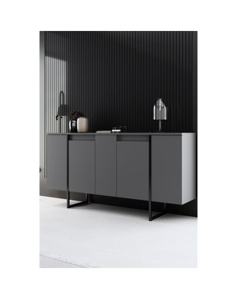 Meuble TV Luxe anthracite/noir - 160x35x80 cm