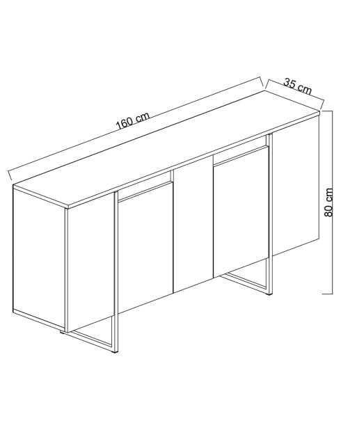 Meuble TV Luxe anthracite/noir - 160x35x80 cm