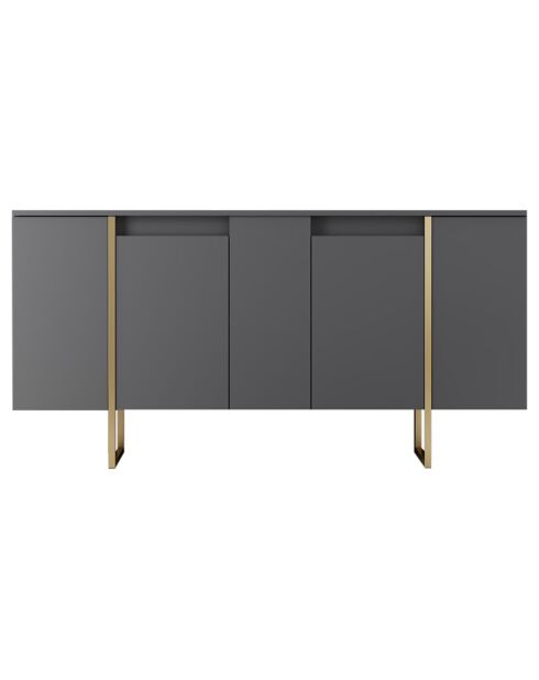 Meuble TV Luxe anthracite/doré - 160x35x80 cm