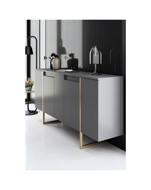 Meuble TV Luxe anthracite/doré - 160x35x80 cm