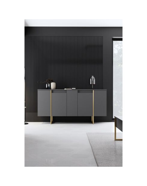Meuble TV Luxe anthracite/doré - 160x35x80 cm