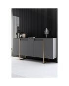 Meuble TV Luxe anthracite/doré - 160x35x80 cm