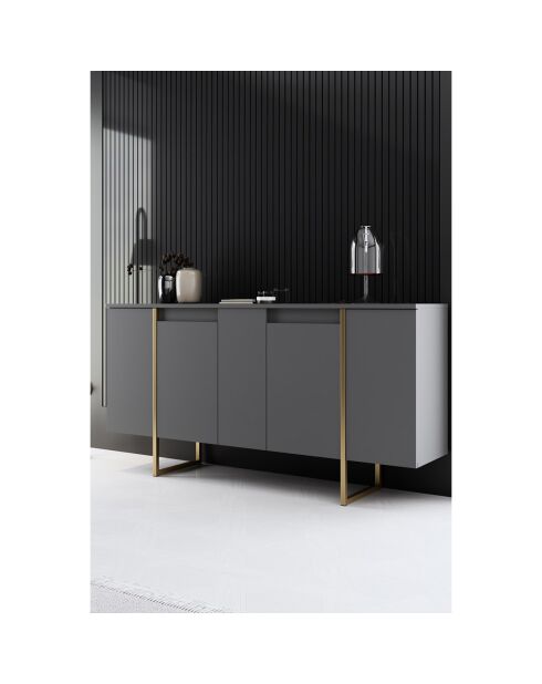 Meuble TV Luxe anthracite/doré - 160x35x80 cm