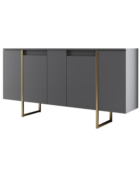 Meuble TV Luxe anthracite/doré - 160x35x80 cm