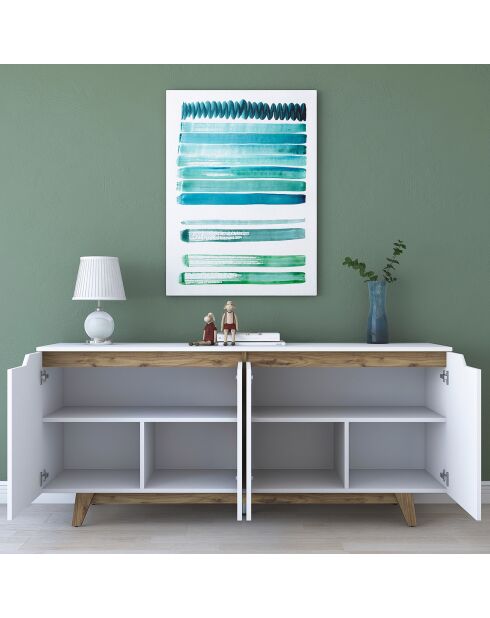 Buffet GD102 blanc/noyer - 180x78.6x45 cm