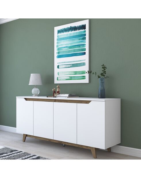 Buffet GD102 blanc/noyer - 180x78.6x45 cm