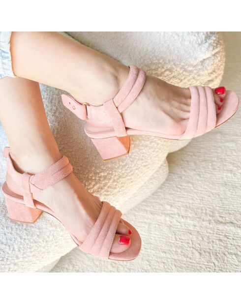 Sandales en Velours de Cuir Kilian roses