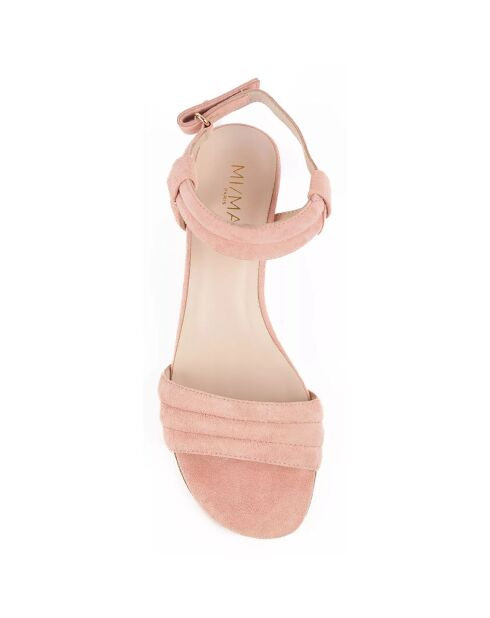 Sandales en Velours de Cuir Kilian roses