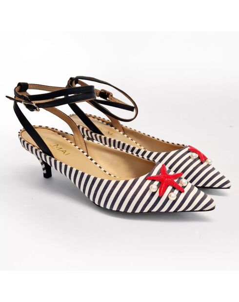 Escarpins en Cuir Kimy blanc/bleu