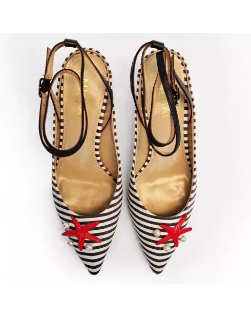 Escarpins en Cuir Kimy blanc/bleu