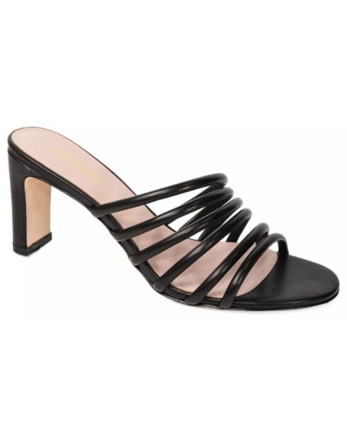 Mules en Cuir Manilla noires - Talon 7 cm