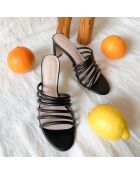 Mules en Cuir Manilla noires - Talon 7 cm