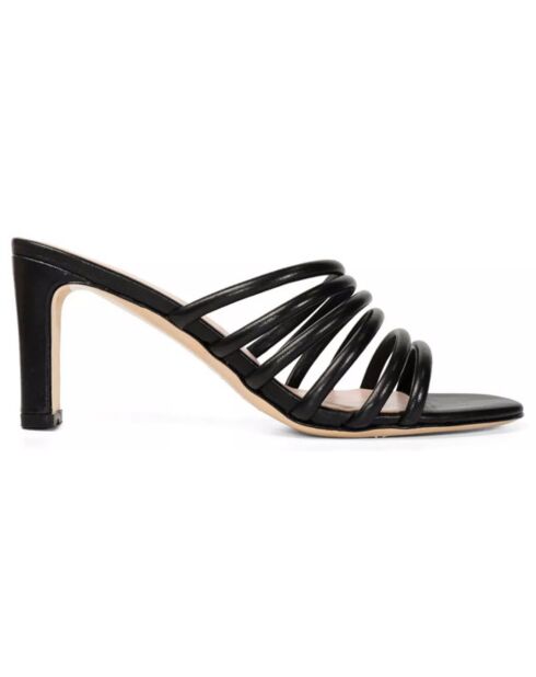 Mules en Cuir Manilla noires - Talon 7 cm