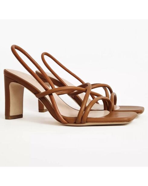 Mila sandalen van terracotta leer - Hak 7 cm
