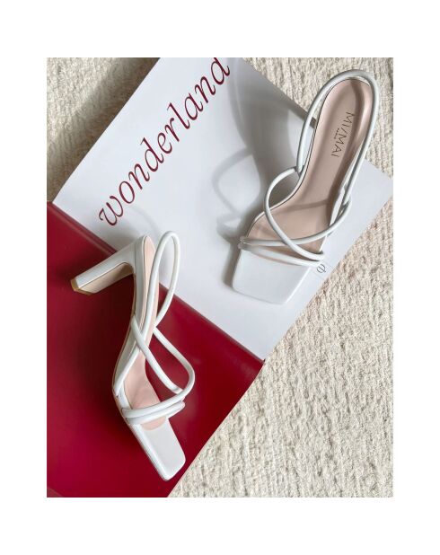 Sandalias Mila de piel blanca - Tacón 7 cm