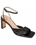 Mona zwarte leren sandalen met hak van 7 cm