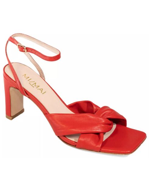 Mona Rote Ledersandalen - Absatz 7 cm