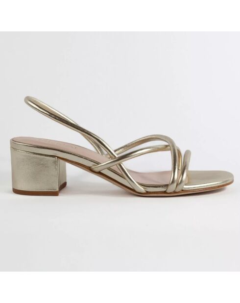 Goldfarbene Ledersandalen Nelly - 5,5 cm Absatz