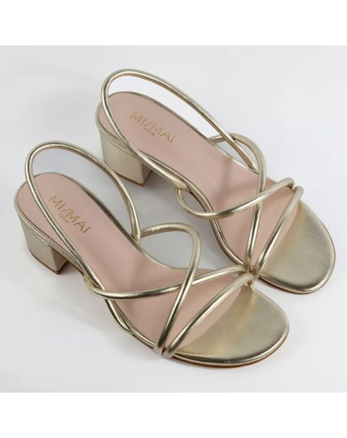 Goldfarbene Ledersandalen Nelly - 5,5 cm Absatz
