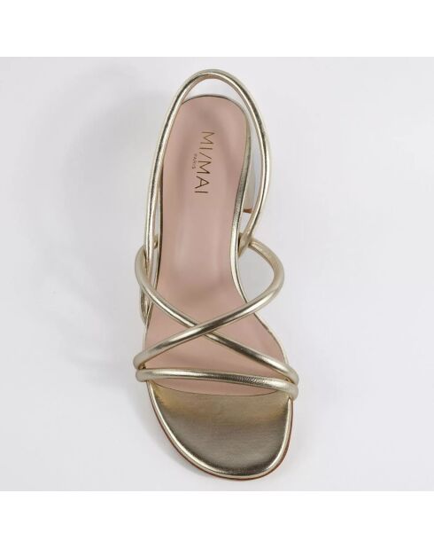 Goldfarbene Ledersandalen Nelly - 5,5 cm Absatz