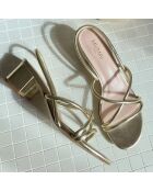 Goldfarbene Ledersandalen Nelly - 5,5 cm Absatz