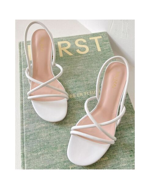 Weiße Nelly Ledersandalen - 5,5 cm Absatz