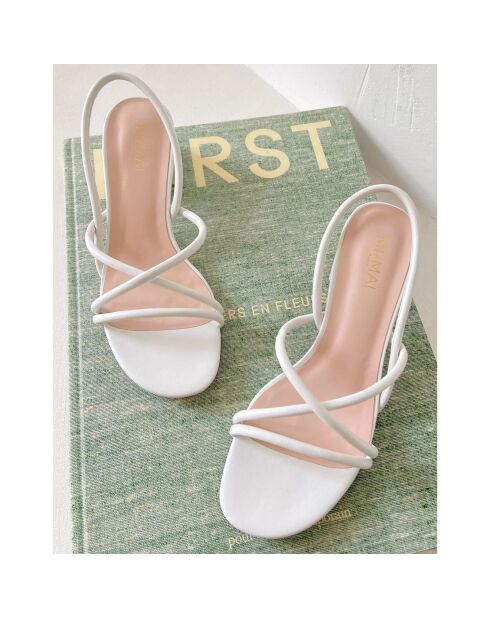 Weiße Nelly Ledersandalen - 5,5 cm Absatz