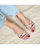 Weiße Nelly Ledersandalen - 5,5 cm Absatz