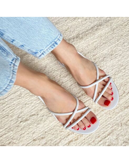 Weiße Nelly Ledersandalen - 5,5 cm Absatz