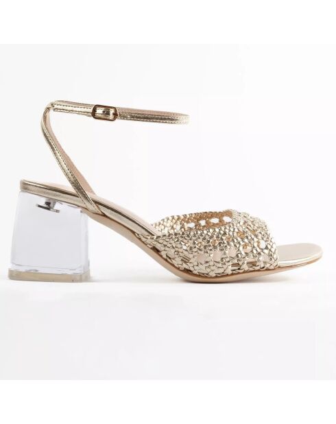 Noa goldfarbene Ledersandalen - 5 cm Absatz