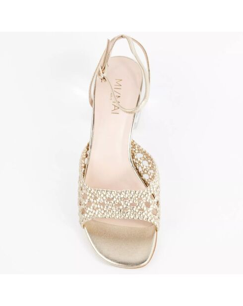 Noa goldfarbene Ledersandalen - 5 cm Absatz