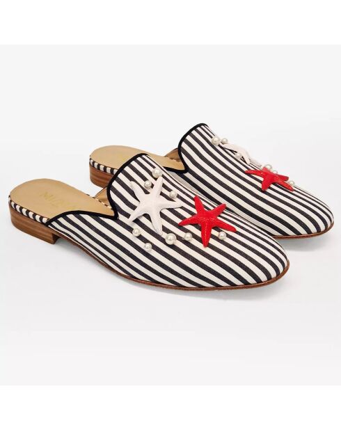 Mules Otto bleu/blanc