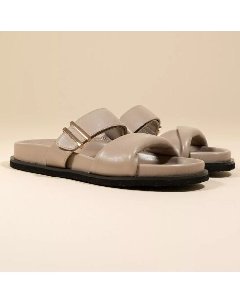 Mules en Cuir Paddington taupe