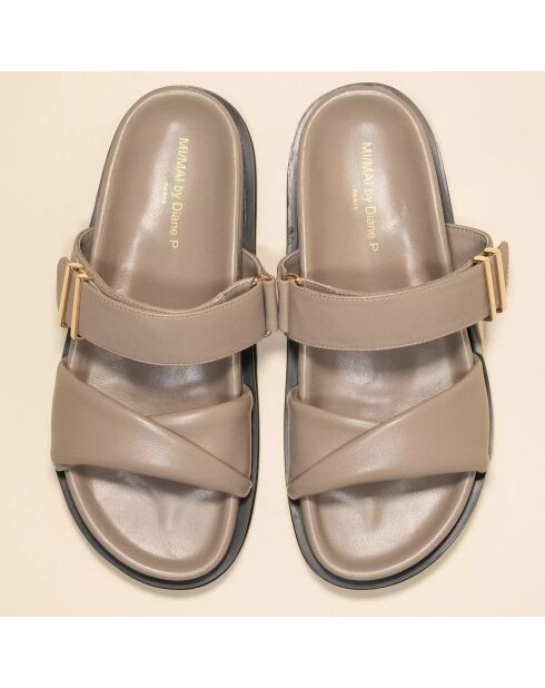 Mules en Cuir Paddington taupe