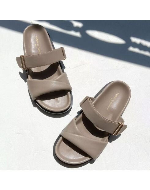 Mules en Cuir Paddington taupe