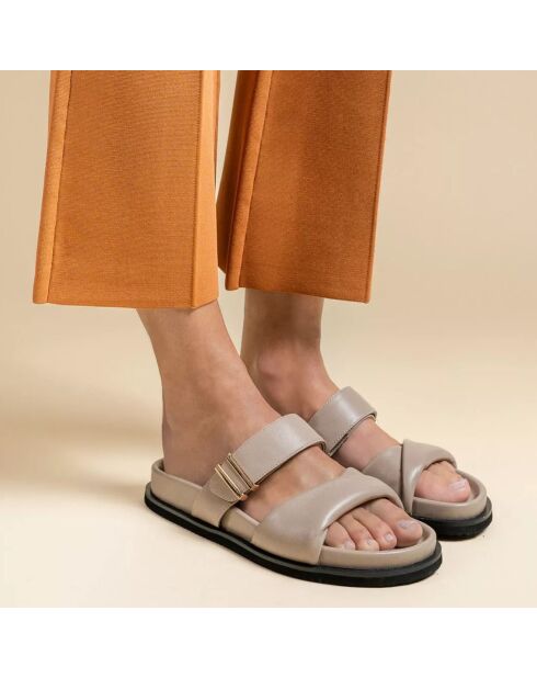 Mules en Cuir Paddington taupe
