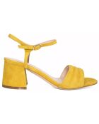 Sandales en Velours de Cuir Peony jaune moutarde